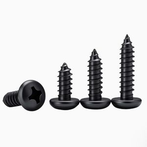 LeGood M3X8mm Phillips cabeza redonda autorroscante tornillo de acero inoxidable sistema de medición métrica Chapado en Zinc negro - Product Image 1