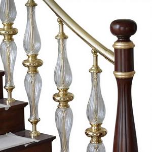 Balustrade d'escalier en verre de luxe, finition dorée, balustre décoratif en cristal et fer, balustrade d'escalier moderne pour intérieur - Product Image 1