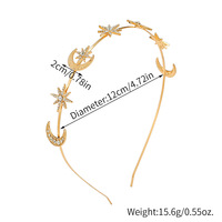 Serre-tête haut de gamme fait main pour femme, style déesse du soleil, mode transfrontalière, style européen et américain, avec étoile hexagramme, lune, alliage et cristal