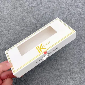 กล่องกระดาษบรรจุด้วยหน้าต่างพีวีซีสำหรับเครื่องสำอางเล็บน้ำมันน้ำมันรีไซเคิลขนตากล่องบรรจุภัณฑ์กล่อง