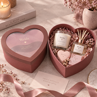 Scatola Regalo Rigida con Coperchio e Base in Cartone Testurizzato, Logo Stampato, Finestra a Forma di Cuore per Confezione Fiori, Vendita all'Ingrosso
