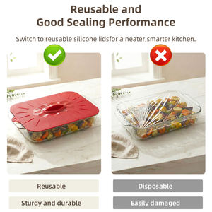 Cubiertas <span class=keywords><strong>de</strong></span> <span class=keywords><strong>Silicona</strong></span> Reutilizables para Alimentos, Aptas para Microondas, Rectangulares, con Tapa <span class=keywords><strong>de</strong></span> Succión para Almacenamiento <span class=keywords><strong>de</strong></span> Alimentos - Product Image 2