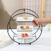 Présentoir à dessert à trois niveaux en acier inoxydable de style européen, support à gâteau de mariage, présentoir à collations pour le thé de l'après-midi, plateau à desserts et thé