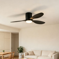 Ventilateur de plafond écoénergétique avec éclairage, cadre en fer, pales noires mates, télécommande, luminaire d'intérieur