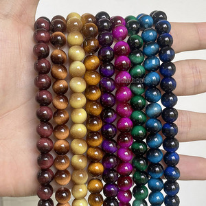 ลูกปัดแก้วเลียนแบบหินตาเสือแบบใหม่ขายส่ง, ลูกปัดแก้วสำหรับทำเครื่องประดับ DIY ขนาด 8 10 12 มม., ความยาว 36 ซม. 14 นิ้วต่อเส้น - Product Image 2