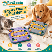 Planche de puzzle carrée en plastique pour chien, 12 couvercles coulissants en forme d'os, distributeur interactif de friandises, antidérapant, durable, jouet de stimulation mentale pour