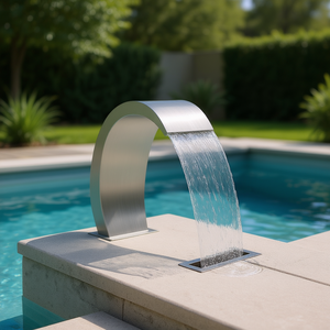 Fuente para Piscina de Acero Inoxidable 304, 8.7x23.6x27.6 Pulgadas, Diseño Contemporáneo, Decoración Acuática Duradera para Exteriores - Product Image 2