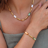 Ensemble collier et bracelet tendance en perles coquillages, plaqué or 18 carats PVD, en acier inoxydable 316L, bijoux étanches, cadeau de fête