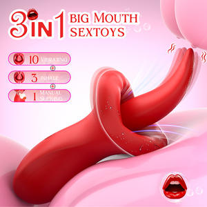 Masturbador femenino Boca Chupar <span class=keywords><strong>Lengua</strong></span> Vibrador Juguete sexual para adultos Masajeador - Product Image 2
