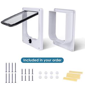Porte pour animaux de compagnie bidirectionnelle en acier inoxydable résistant aux intempéries avec trou d'entrée en plastique pour chats et chiens, installation intérieure/extérieure sur bois, produit pour animaux de compagnie - Product Image 3