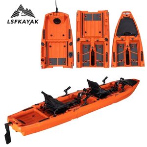 Kayak modulaire LSF 4,5 m pour 2 personnes, kayak à pédales, <span class=keywords><strong>bateau</strong></span> <span class=keywords><strong>de</strong></span> pêche pour la mer et les sports <span class=keywords><strong>de</strong></span> plein air, pédales <span class=keywords><strong>avec</strong></span> ailerons en HDPE durable - Product Image 4