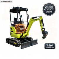 Mini-excavatrice à bras court pour démolition intérieure, aménagement paysager, travaux agricoles, chenilles en caoutchouc, excavatrice compacte 1700 kg