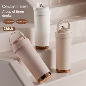 Tasse Thermos Portable Haut de Gamme en Acier Inoxydable avec Revêtement Céramique, Double Capacité, Design Moderne, Sensation Luxe Léger, Poignée et Ventouse - Product Image 3