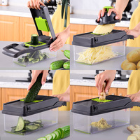 Hoge Efficiëntie Keuken Duurzame 16-in-1 Groentesnijder/Rasp/Groentehakker/Mandoline Snijder met Opvangbak voor Salade