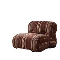 Fauteuil d'appoint minimaliste nordique en tissu rayé avec rembourrage en mousse, fauteuil de loisirs individuel pour chambre à coucher, salon et salle d'exposition