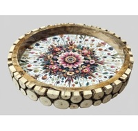 Plateau de service décoratif indien artisanal de qualité supérieure pour la maison, la table et le comptoir, rangement et décoration intérieure traditionnelle