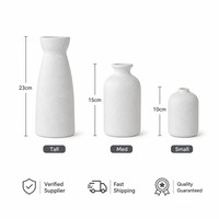 Ensemble de 3 vases en plastique blanc mat givré, vases à fleurs minimalistes pour la décoration de la maison, les mariages, les hôtels, vente en gros