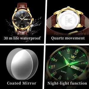   Montre-bracelet pour homme 5892, affichage double calendrier, montre classique, étanche, bracelet en cuir, montre à quartz pour homme - Product Image 5