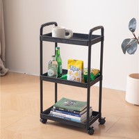 Étagère de rangement moderne minimaliste à 4 niveaux en plastique amovible pour la cuisine, la salle de bain, le salon, chariot à roulettes multifonctionnel