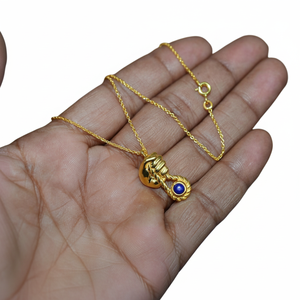 Colgante de Plata de Ley 925 con Baño de Oro y Piedra de Lapislázuli Estilo Boho para Mujer, Regalo de Aniversario - Product Image 1
