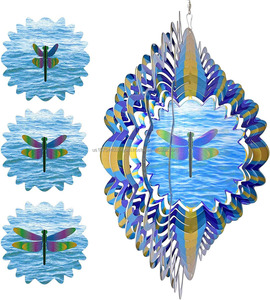 Dragonfly Animated Wind Spinner 12in 3D Hanging Wind Sculpture Animation Effect Patio Lawn Garden Decoration <b>Creative</b> <b>Gifts</b> - Product Image 4