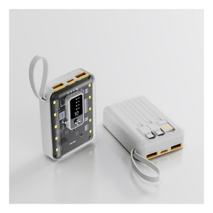 Dernière batterie externe 10000 mAh 10W avec câble intégré, charge rapide, affichage LED, banques d'alimentation universelles avec lumière LED - Product Image 1