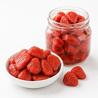 HBEUNDAS Fraise entière lyophilisée faible en sucre, fruit conservé, doux, sain, naturel, en vrac, emballage sous vide, collation