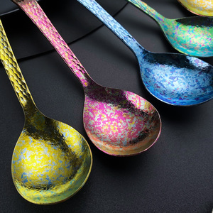 Cuillère en titane pur, ronde, légère, ustensile de camping, design fleur de glace cristallisée, pour usage extérieur - Product Image 3