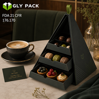 Großhandel: Luxuriöse, individuell bedruckte Pyramidenbox aus Karton für Kuchen, Desserts, Servierplatten, zum Mitnehmen und als Geschenkverpackung