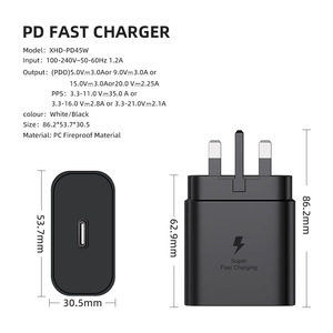 Cross-border exclusive Samsung charger, UK standard PD 45W charging head, compatible with Samsung S22, S21, and S20 Apple - Product Image 5