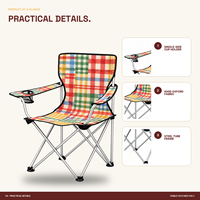 Chaise de jardin pliable robuste avec accoudoirs, porte-gobelet et motif logo personnalisé pour pique-niques et rassemblements – Vente en gros
