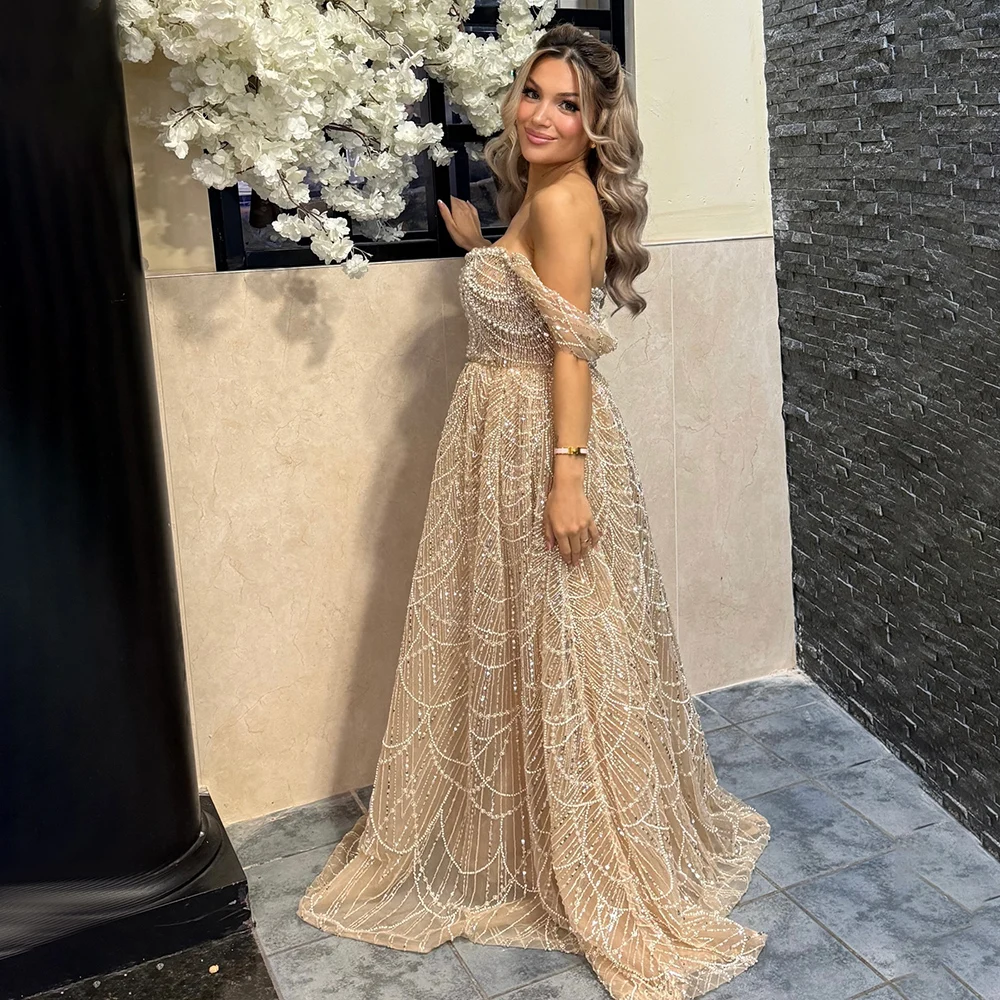 Nude/Green/Turquoise/Pink/Wine Red 2025 Saudi Arabic Pearls Beaded Design  A-Line Evening Dresses Gowns for Formal Occasion Dress| Alibaba.com