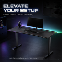 Scrivania Elettrica Regolabile in Altezza con Gambe in Alluminio, Design Moderno, Illuminazione RGB, Gestione Cavi, per Uso Commerciale e Ufficio