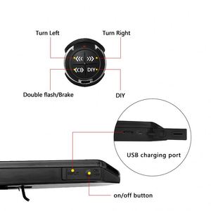 USB Có Thể Sạc Lại Xe Đạp Đuôi Ánh Sáng Với Điều Khiển Từ Xa Lần Lượt Tín Hiệu Phía Sau Đèn Dòng Tín Hiệu Đi Xe Đạp Phụ Kiện - Product Image 3