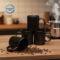 Mug à café en céramique avec logo personnalisé, design moderne, 340 ml, 400 ml, poignée noire, pour cadeaux d'affaires, occasions de fête