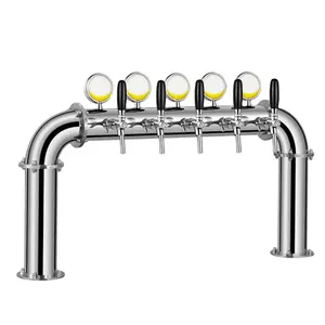 Fashion Silver color U Type Beer Tower With 5 taps For Beer Dispenser Equipment