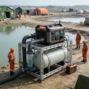 Équipement de purification d'eau par osmose inverse (RO) avec pompe PLC et réservoir sous pression pour l'approvisionnement en eau d'urgence sur le terrain, garantie 1 an - Product Image 1