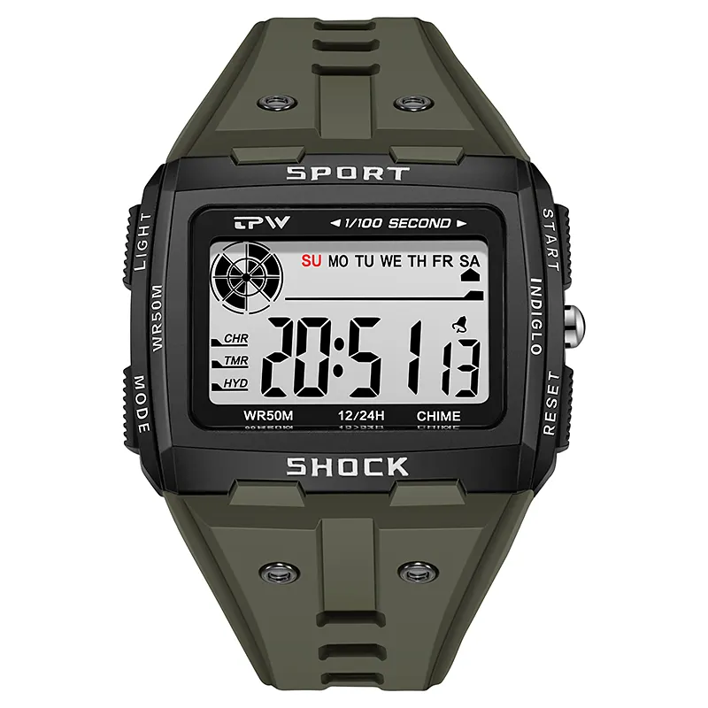 Wholesale Digital Watch Men Sport 5ATM Waterproof Watch OEM Custom