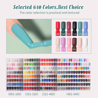 Vernis gel semi-permanent R S Nail avec logo personnalisé, 640 couleurs, trois étapes, vernis gel UV, fournitures pour la peinture d'ongles, salon de manucure