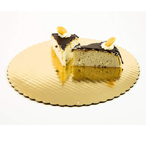 Gold Corrugated Cake Board Laminated Circle Scalloped Cardboard Round Base, Pizza, Pie, <strong>Desserts</strong> and Pastries Food <strong>Trays</strong> Accept - Product Image 5