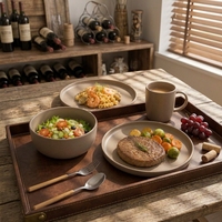 Service de table moderne en céramique mate taupe de qualité supérieure, 16 pièces, résistant à la chaleur, compatible lave-vaisselle et four, pour mariages et cuisines