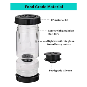 Wholesale High Borosilicate Glass Olive and <b>Pickle</b> Strainer <b>Jar</b> Hourglass with Flip Container Airtight Food Storage - Product Image 6