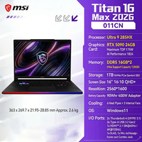 Ordinateur portable de jeu MSI Raider 16 MAX Ultra9 285HX RTX50 Series 2026 avec taux de rafraîchissement élevé de 240 Hz, dernier modèle MSI Titan 16 MAX