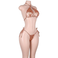 Tenue de danse exotique scintillante avec strass effet écailles de poisson, ensemble G-string holographique pour festival et rave
