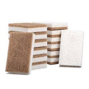 Éponge de gommage réutilisable en fibre de cocotier anti-rayures Éponge à vaisselle durable et inodore Usage ménager dans la cuisine - Product Image 1