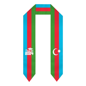 Estola de Graduación Personalizada con la Bandera de Azerbaiyán, Chal, Bufanda, para Estudiantes Internacionales, Venta al por Mayor - Product Image 3