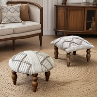 Pouf ou banc à chaussures en papier fait main importé de Chine, design néoclassique, touffeté, siège bas, repose-pieds
