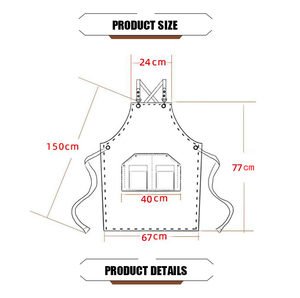 Delantal de Lona de Mezcla de Algodón con Logotipo Personalizado, Tirantes Cruzados, Bolsillos Grandes, Resistente y Lavable para Baristas de Cafeterías - Product Image 6
