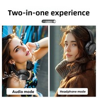 Casque Bluetooth 2-en-1 avec haut-parleur et micro, casque de jeu sans fil, casque stéréo, basses profondes, longue autonomie, ajustement confortable