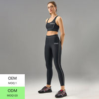 Ensembles de sport pour femmes en gros, personnalisés, 2 pièces : soutien-gorge de sport push-up et leggings de yoga patchwork pour l'entraînement